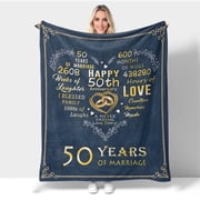 Tiruiarec 50th Anniversary Wedding Gifts for Couple Parents, 50 Year Golden Anniversary Ideas Gifts for Husband Wife, 50th Anniversary Decorations, 50 Years of Marriage Gifts Throw Blanket 40"X30"