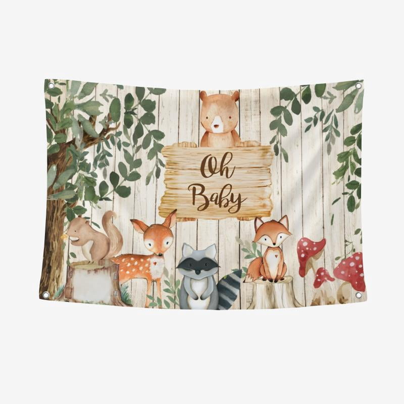 Circle Jungle Safari Animals Birthday Party Backdrop