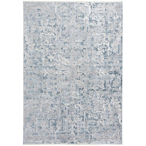 Tirza Luxury Distressed Ornamental Rug, Gray/Teal Blue, 4ft x 6ft Accent Rug