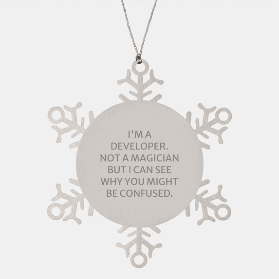 'Tis the Season for Developers: Funny Snowflake Ornament Gifts from Friends for Men, Unique Christmas Memorable Presents for Co-workers, Stainless Steel