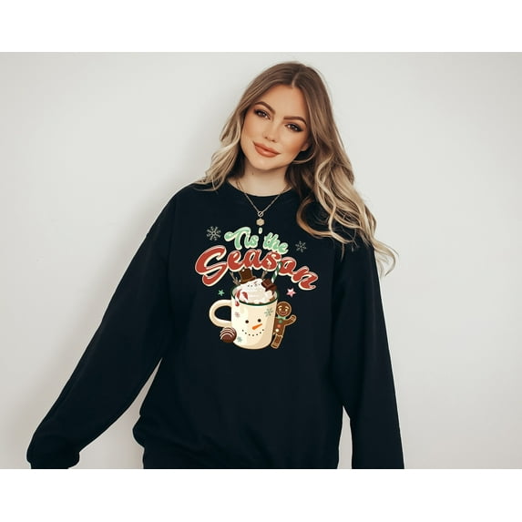 Tis The Season Hot Cocoa Sweater, Vintage Christmas, Christmas Sweatshirt, Women's Cute Santa, Xmas Graphic Pullover, Holiday Ugly Sweater 1310108287 3624