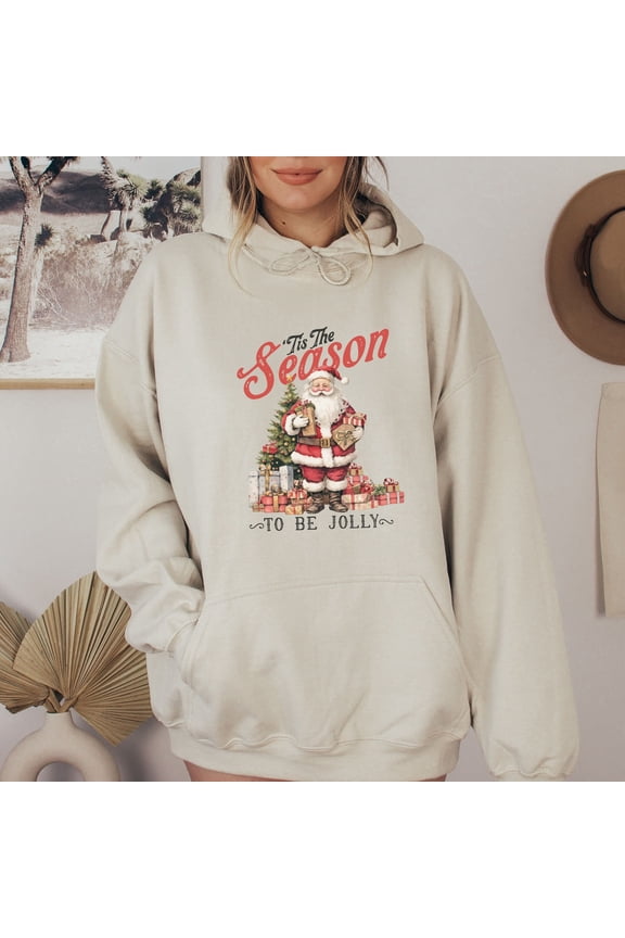 Tis the Season to Be Jolly Christmas Hoodie For Women, Christmas Gift, Holly Jolly Holiday Sweater, Christmas Tee, Merry Christmas Sweater (Colors:Maroon; Sizes:XL;)