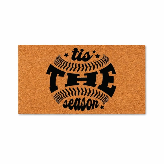 Tis The Season Baseball Doormat, Outdoor Welcome Mat, Porch Entryway Decor (36x60 inches) 7568