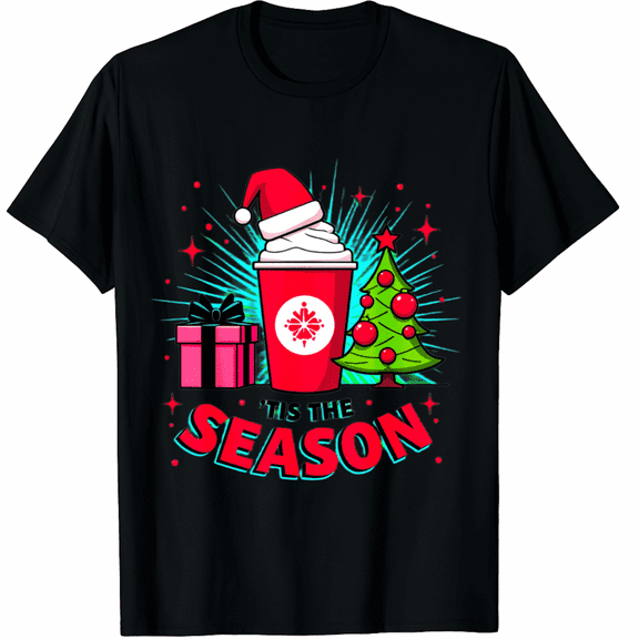 Tis The Season Christmas Xmas Shirts Christmas Tree Graphics Tees Funny Holiday Family Party Tops for Men and Women