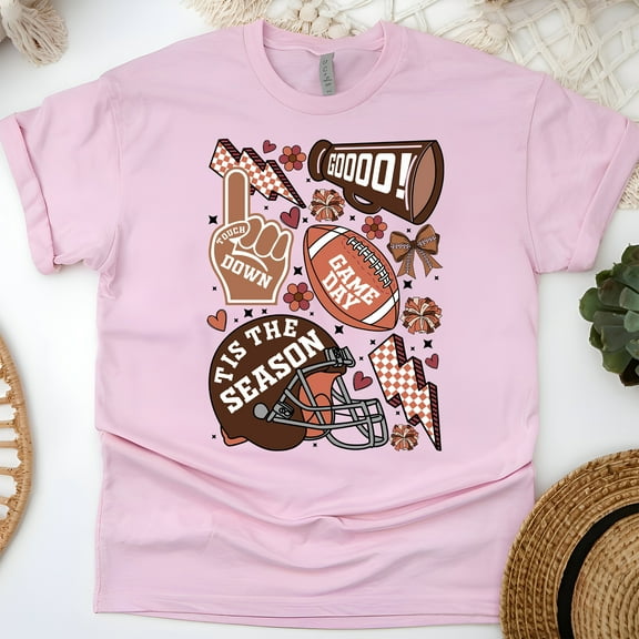 ’Tis The Season Game Day Shirt | Cute Football Cheer Graphic Tee, Light Pink, Size 3XL