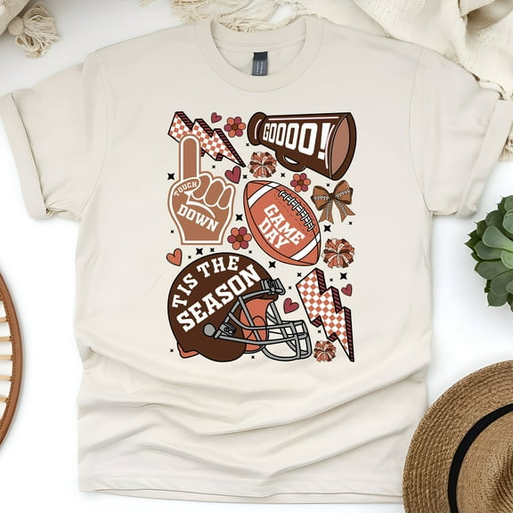 ’Tis The Season Game Day Shirt | Cute Football Cheer Graphic Tee, Natural, Size S