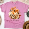 thumbnail image 1 of Tis The Season Graphic Tee | Pumpkin Latte Football Shirt | Unisex Casual T-Shirt, Azalea, Size L, 1 of 6
