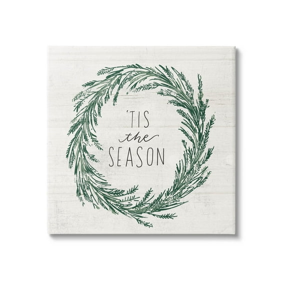 Tis The Season Holiday Wreath Holiday Graphic Art Gallery Wrapped Canvas Print Wall Art