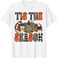 thumbnail image 1 of Tis The Season Leopard Pumpkin Football Thanksgiving Autumn T-Shirt White, 1 of 3