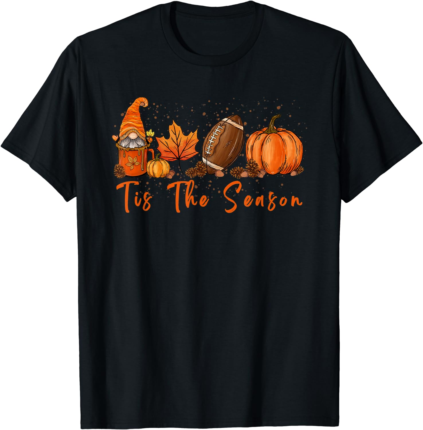 Sweatshirt Automne 'Tis The Season' - Motif Feuille, Football, Citrouille, Latte Aux épices - Coupe Classique