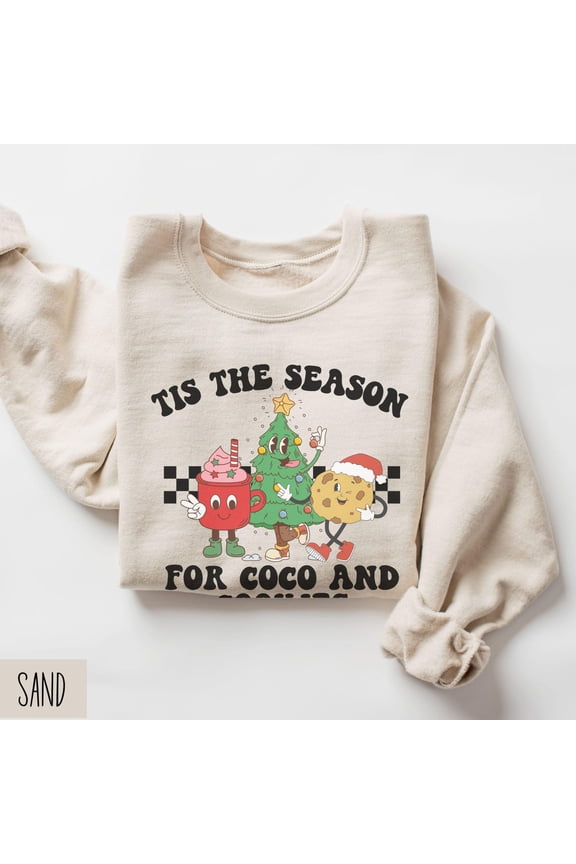 Tis The Season Retro Sweatshirt, Coco And Cookies Sweater, Family Shirt, Vintage Sweatshirt, Cute Sweater All Size S-5Xl