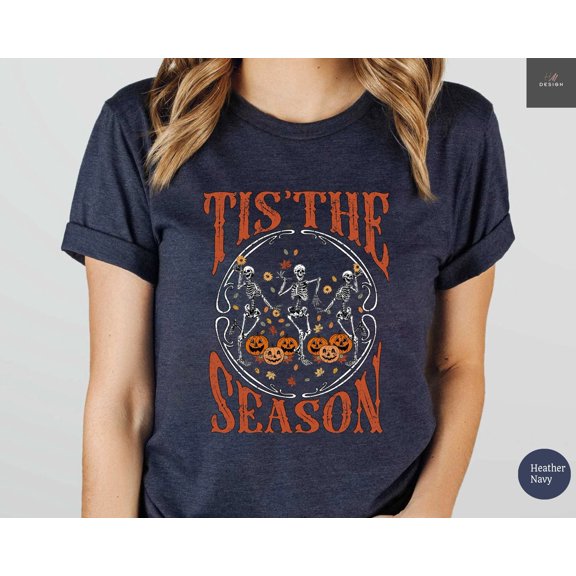 Tis The Season Shirt, Halloween T-Shirt, Fall Shirt, Skeletons Dancing Shirt, Autumn Shirt