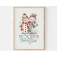 thumbnail image 1 of Tis' The Season To Be Freezin Print, Pastel, Snowman S, Retro, Neutral, Cozy Winter Decor Wall Art, Modern Wall Decor, 16x24 UNFRAMED, 1 of 2