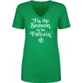 thumbnail image 1 of Tis The Season To Be Freezin Womens V-Neck T-Shirt, 1 of 2