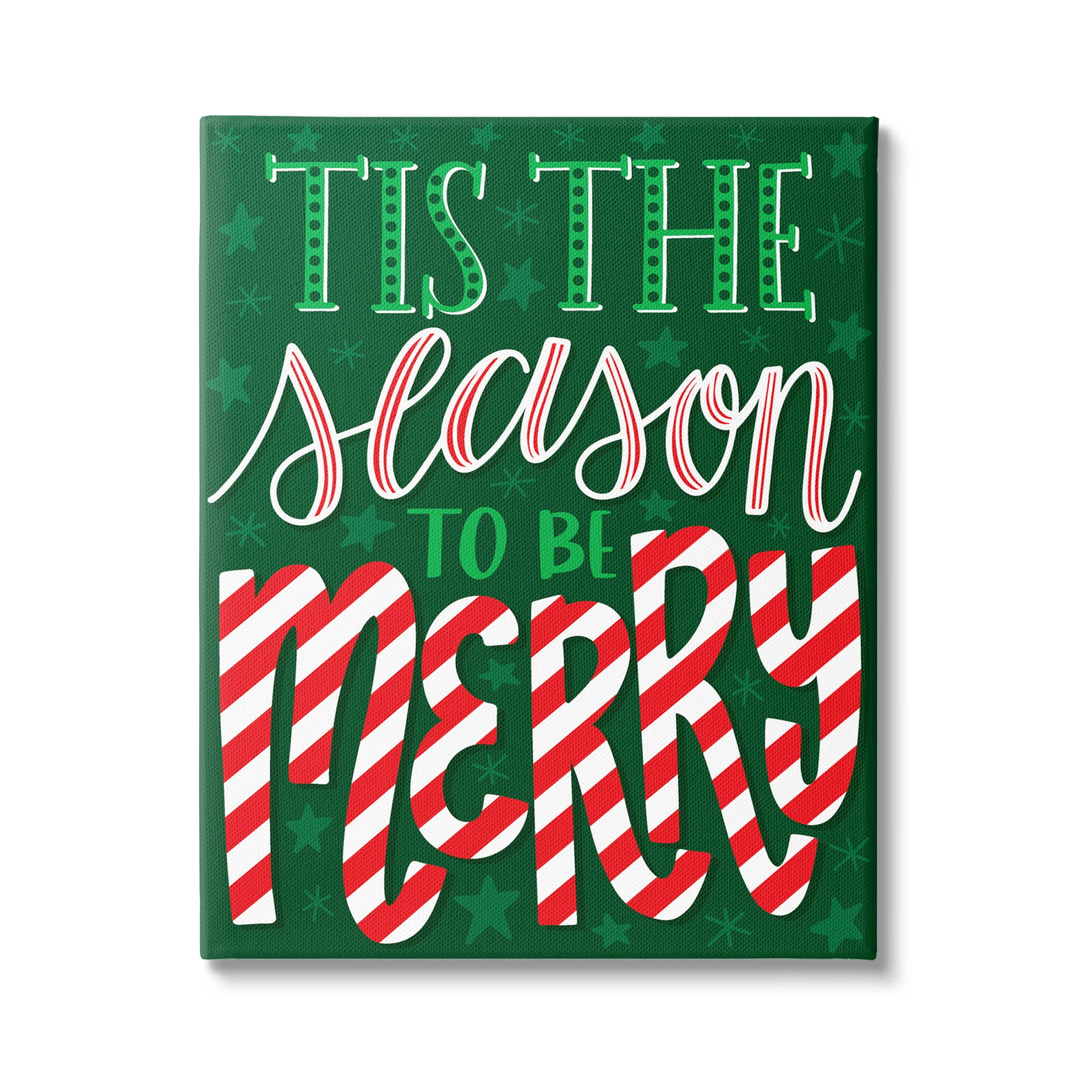 Tis The Season To Be Merry Patterned Holiday Graphic Art Gallery Wrapped Canvas Print Wall Art