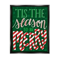 Tis The Season To Be Merry Patterned Holiday Graphic Art Jet Black Framed Art Print Wall Art