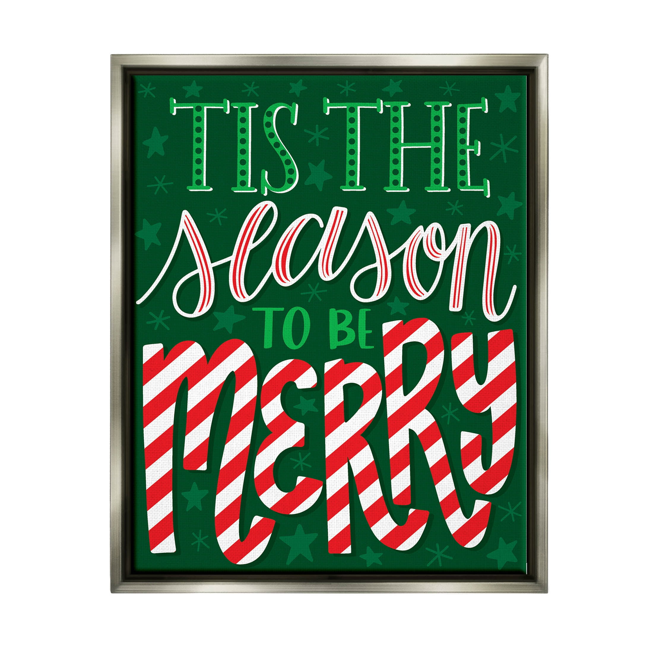 Tis The Season To Be Merry Patterned Holiday Graphic Art Luster Gray Framed Art Print Wall Art
