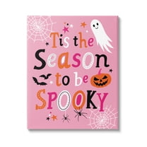 Tis The Season To Be Spooky Ghost Phrase Holiday Graphic Art Gallery Wrapped Canvas Print Wall Art