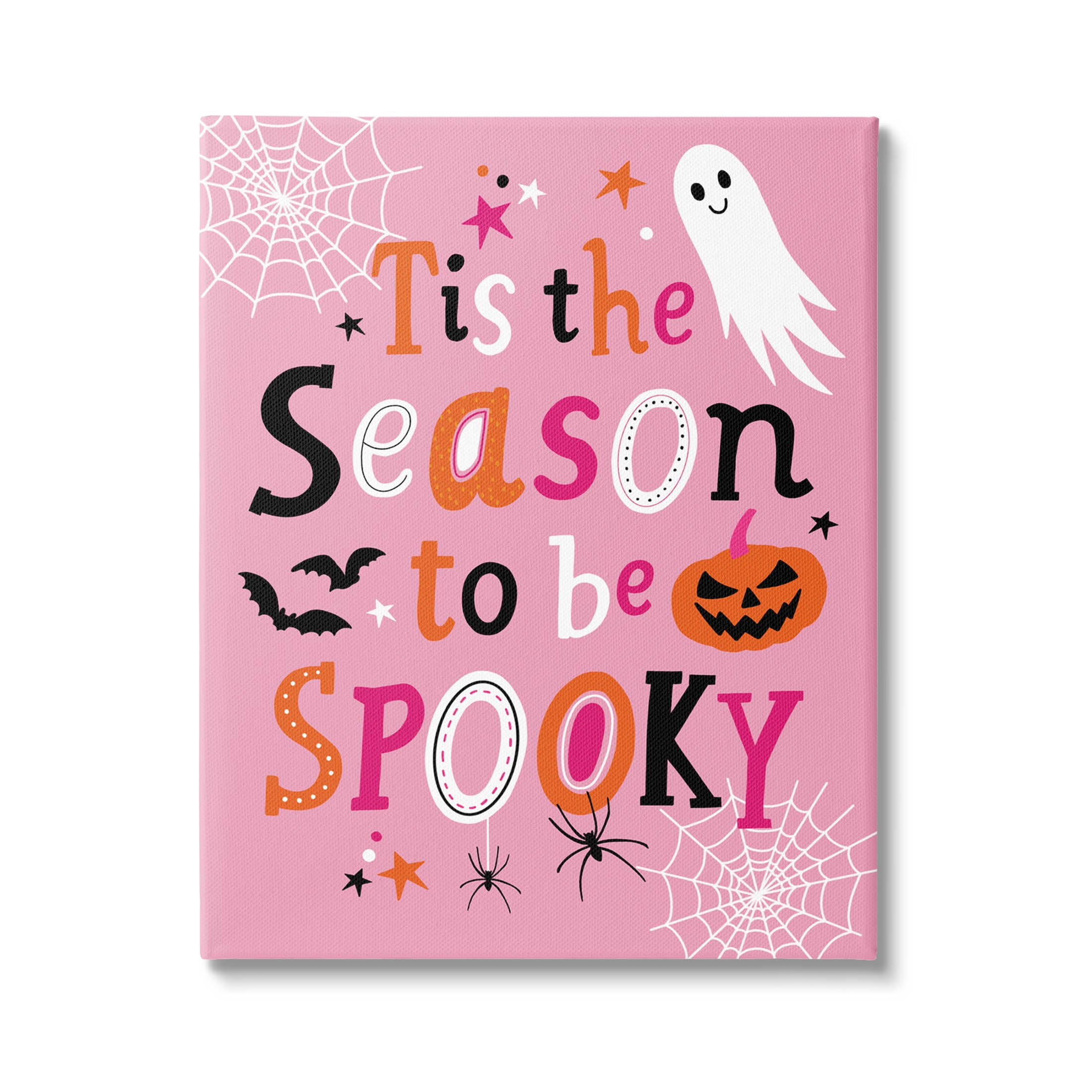 Tis The Season To Be Spooky Ghost Phrase Holiday Graphic Art Gallery Wrapped Canvas Print Wall Art