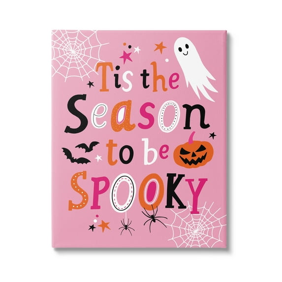 Tis The Season To Be Spooky Ghost Phrase Holiday Graphic Art Gallery Wrapped Canvas Print Wall Art