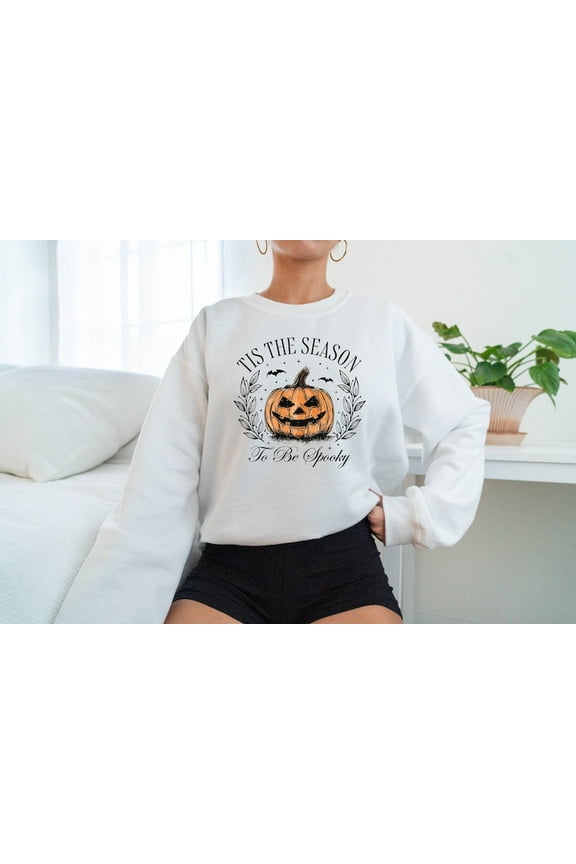 Tis The Season To Be Spooky Sweatshirt, Halloween Pumpkin Hoodie, Fall Sweater for Halloween Party
