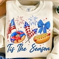 thumbnail image 1 of Tis The Season USA Sweatshirt, Funny Hot Dog and Donut 4th of July Shirt, Red White Blue Fireworks Pullover for Summer BBQ BTO, 1 of 5