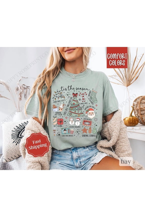 Tis the Season Collage Shirt, Tis the Season Tee, Women's season Tshirt, Festive season Party Tee, Trendy season Shirt, for Her All Size S-5Xl
