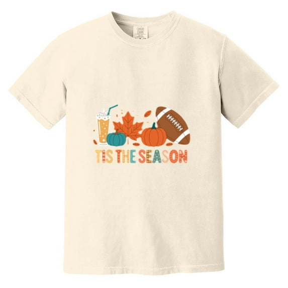 Tis the Season Football Season Game Day Fall Pumpkin Spice Comfort Color T-Shirt