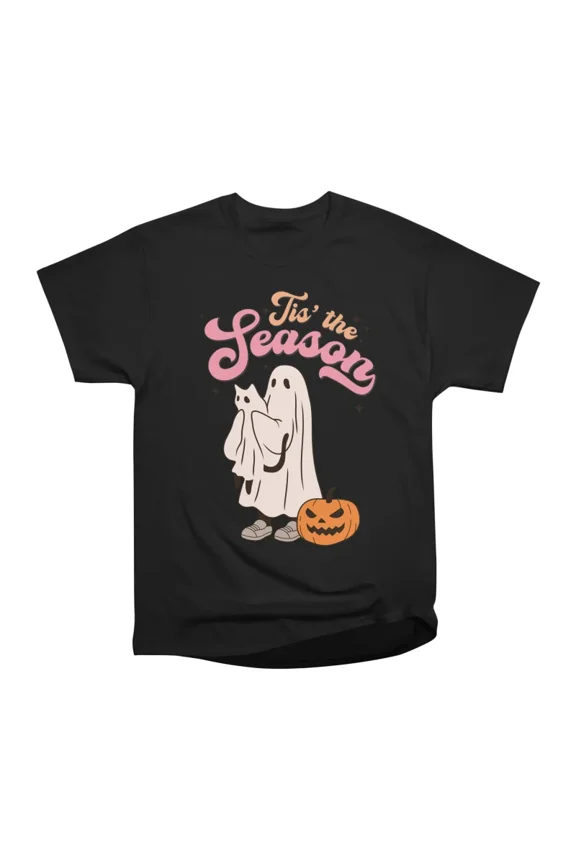 Tis the Season halloween ghost with cat T-Shirt Tee Gift For Him Merch For Her Apparel For