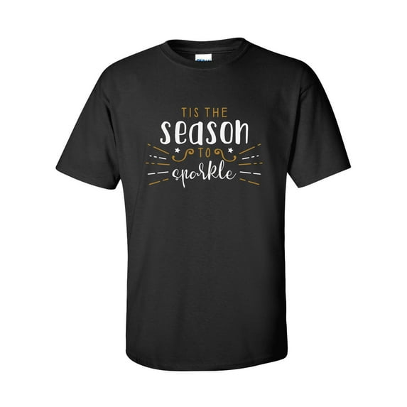 Tis the Season to Sparkle Happy New Year Festive Unisex Adult Short Sleeve T-shirt-Black-small