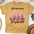 thumbnail image 1 of ’Tis the Season to Sparkle T-Shirt | Pink Christmas Tree Holiday Tee, Gold, Size L, 1 of 6