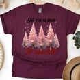 thumbnail image 1 of ’Tis the Season to Sparkle T-Shirt | Pink Christmas Tree Holiday Tee, Maroon, Size 3XL, 1 of 6