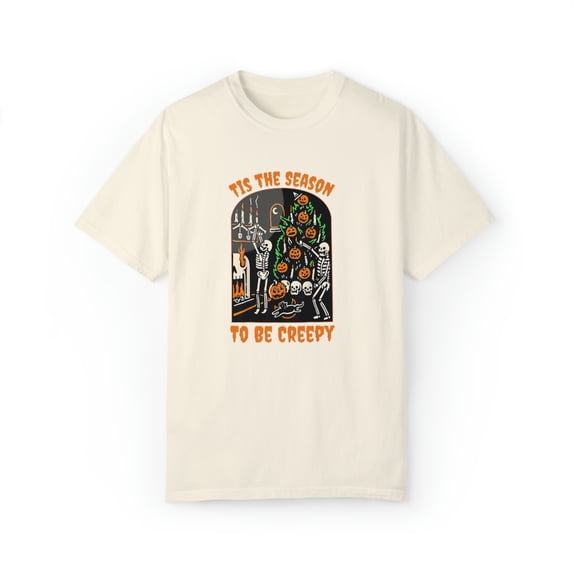 Tis the Season to be Creepy Comfort colors shirt, Black Halloween shirt