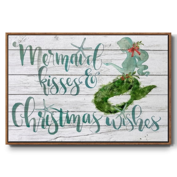 Tis the Seasun Collection A - Framed Gallery Wrapped Holiday Canvas - 17 x 25 - Rosewood Frame