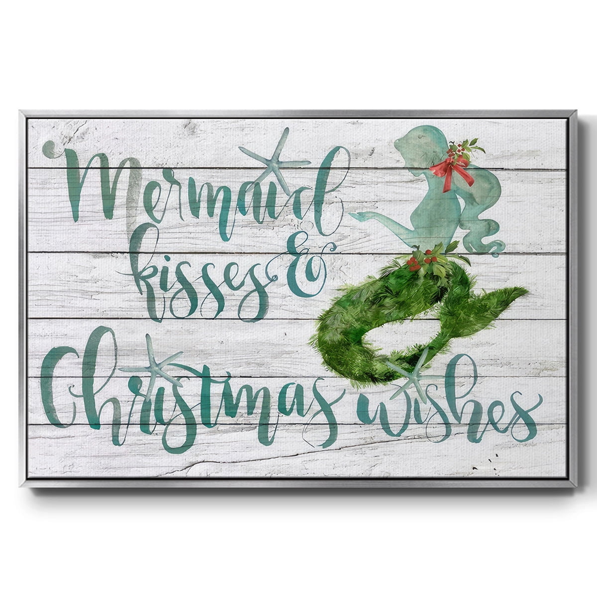 Tis the Seasun Collection A - Framed Gallery Wrapped Holiday Canvas - 17 x 25 - Silver Frame