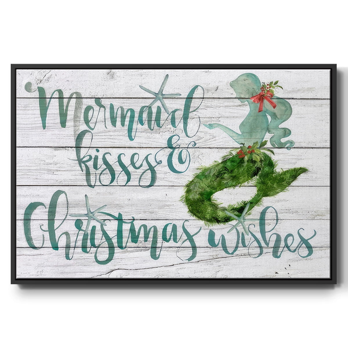 Tis the Seasun Collection A - Framed Gallery Wrapped Holiday Canvas - 25 x 37 - Black Frame