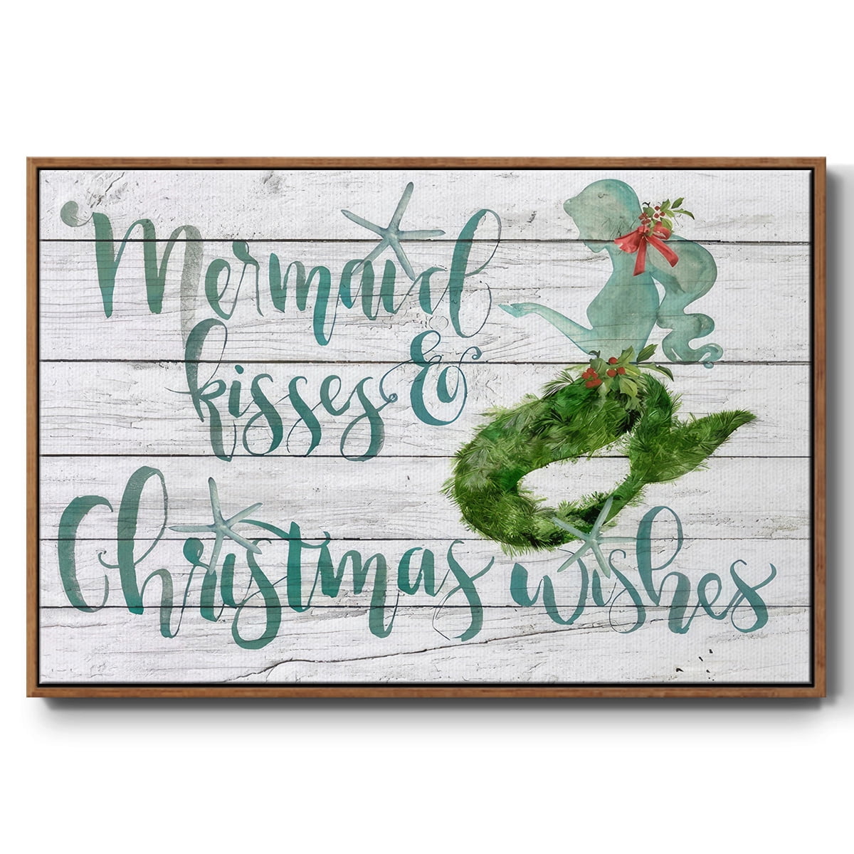 Tis the Seasun Collection A - Framed Gallery Wrapped Holiday Canvas - 25 x 37 - Rosewood Frame