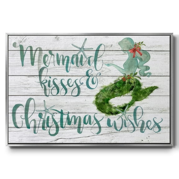 Tis the Seasun Collection A - Framed Gallery Wrapped Holiday Canvas - 27 x 41 - Silver Frame