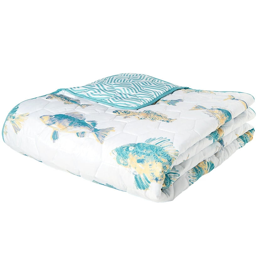 Blue and White Reversible Microfiber Full Quilt