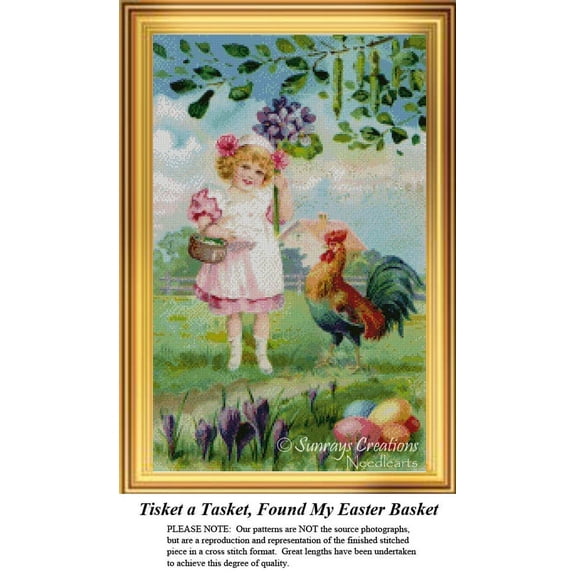 Tisket a Tasket, Found My Easter Basket Cross Stitch Pattern (Pattern Only, You Provide the Floss and Fabric)