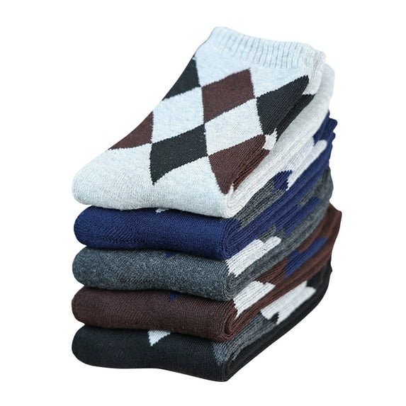 Tisoloow 5 Pairs Wool Socks for Women Men Thermal Socks Winter Thick Warm Hiking Cozy Crew Comfy Boot Socks Rhomboid E One Size