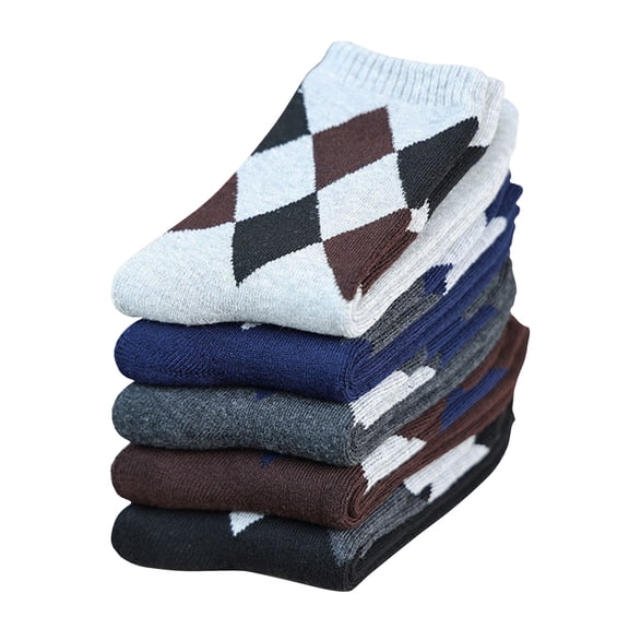 Tisoloow 5 Pairs Wool Socks for Women Men Thermal Socks Winter Thick Warm Hiking Cozy Crew Comfy Boot Socks Rhomboid E One Size