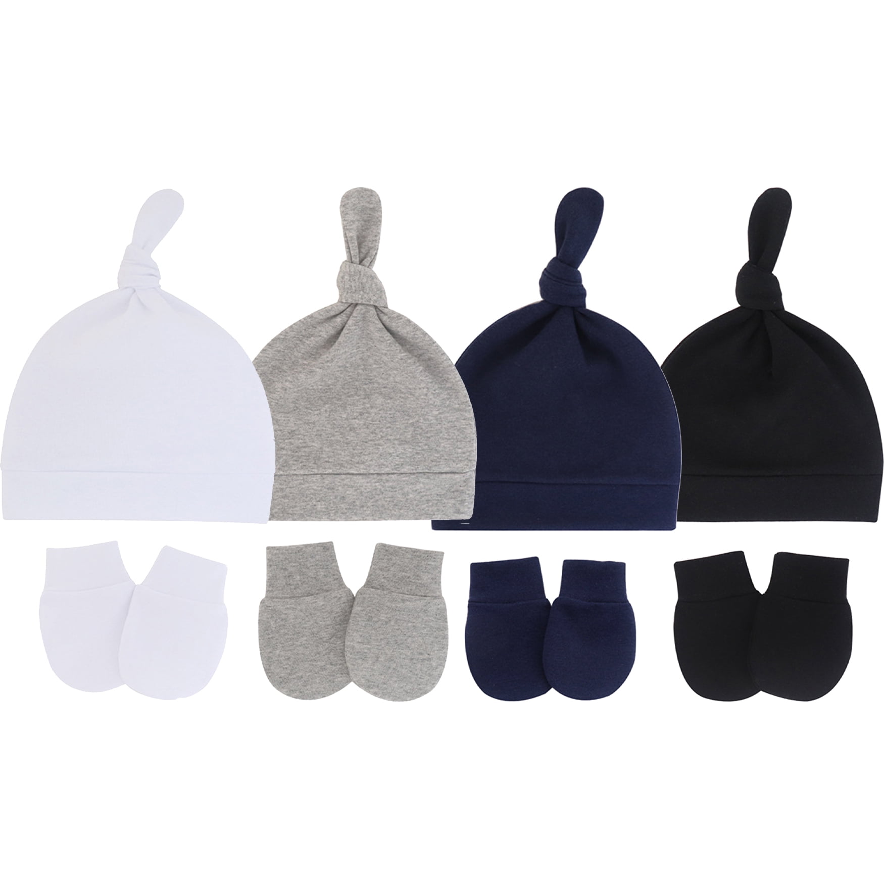 Tisoloow Baby Hats Mittens Newborn Hats for Baby Boys Grils Knotted Caps Cotton Unisex Infant