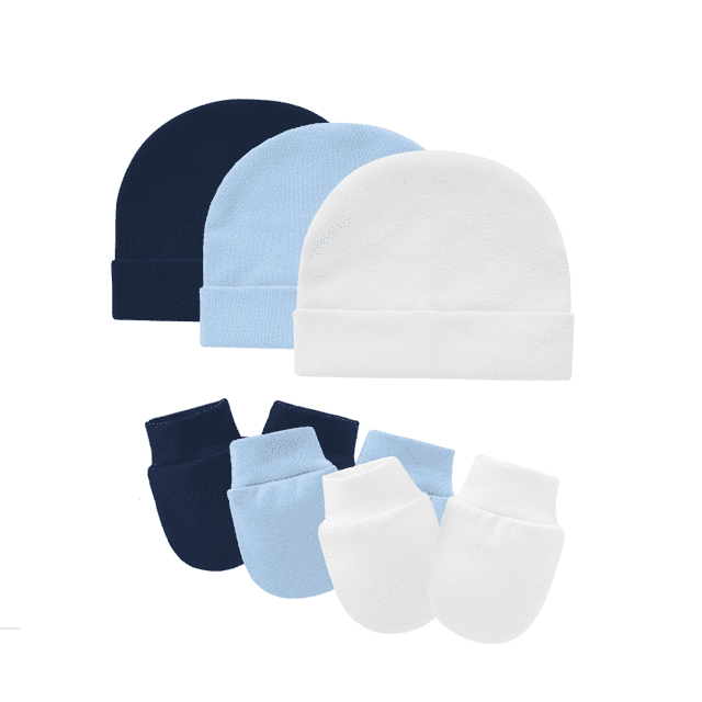 Tisoloow Baby Hats with Scratch Mittens Set Unisex Newborn Hospital