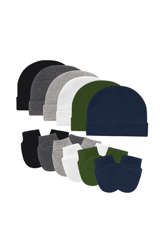 Baby Hats with Scratch Mittens Set Unisex Newborn Hospital Hats for Baby Boys Girls Cute Infant Beanie Caps Cotton Soft Baby Hat Z 6 Pack a One Size