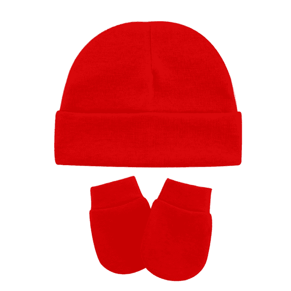 Tisoloow Baby Hats with Scratch Mittens Set Unisex Newborn Hospital Hats for Baby Boys Girls Cute Infant Beanie Caps Red One Size