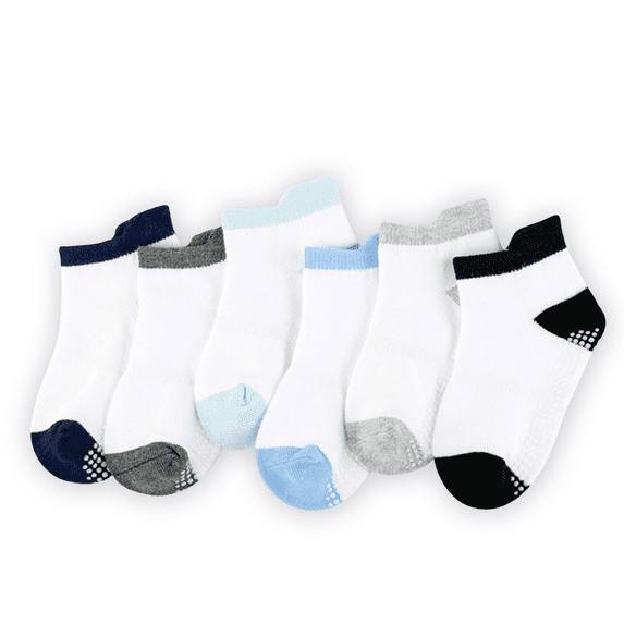 Tisoloow Baby Non Slip Socks Toddler Socks With Grips Ankle for Infants Kids Boys Girls Low Cut cotton Crew Socks patchwork colors A 3-5 years old