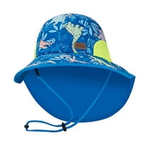 Tisoloow Baby Sun Hats Boys Girls Summer UPF 50+ Sun Protection Toddler Beach Hat Neck Flap Kid Cap with Wide Brim Blue Medium