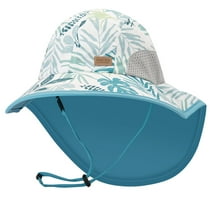 Tisoloow Baby Sun Hats Boys Girls Summer UPF 50+ Sun Protection Toddler Beach Hat Neck Flap Kid Cap with Wide Brim Leaf Medium