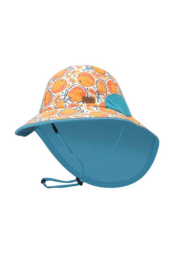 Baby Sun Hats Boys Girls Summer UPF 50+ Sun Protection Toddler Beach Hat Neck Flap Kid Cap with Wide Brim Orange Small